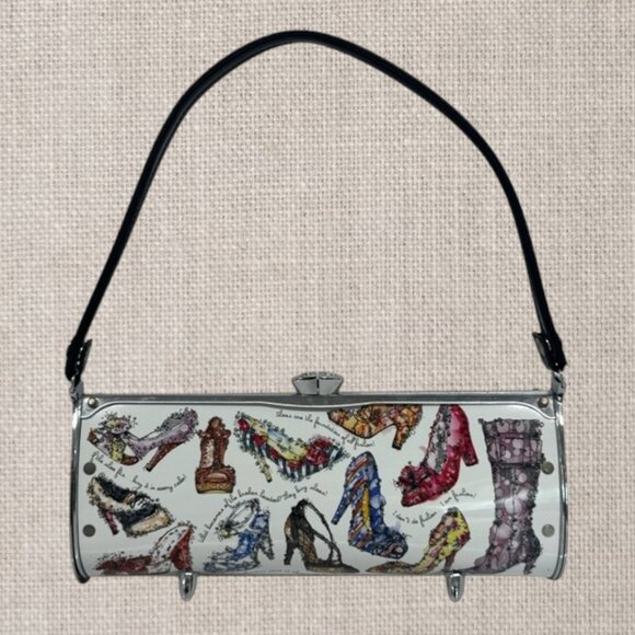 2008 LITTLE EARTH LittleEarth High Heel Shoes Clutch Metal Cylinder Purse 12.5\
